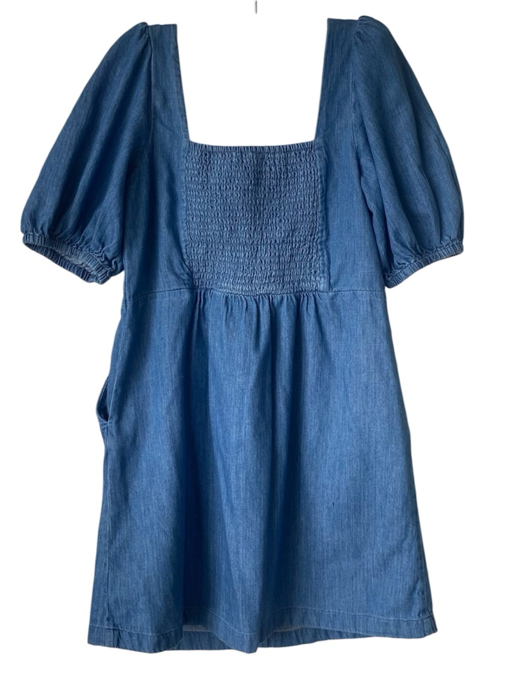 Old Navy Denim Button Front Dress Puff Sleeve Cottagecore Mini M - Picture 6 of 8